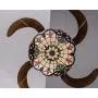 LITFAD 42 Inch Bowl LED Ceiling Fan with Invisible Blade Victorian Remote Control Frequency Conversion Semi Flushmount Light Tiffany Ceiling Light Pendant Chandelier for Dining Room Restaurant Hotel