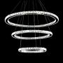 MEEROSEE Crystal Chandeliers Modern LED Ceiling Lights Fixtures Chandelier Lighting Dining Room Pendant Lights Contemporary 3 Rings Adjustable Stainless Steel Cable DIY Design