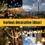 Outdoor String Lights - 48-Foot Black String Lights with 15 Hanging E26 Bulbs - UL Listed - Water Resistant and Heavy Duty Porch, Bistro, Yard, or Patio Lights - Easy to Install and to Extend