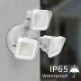 Olafus 2 Pack 50W LED Security Lights, 3-Head Outdoor Flood Light, 5000LM Super Bright, IP65 Waterproof Floodlight Fixture, 5000k Daylight White Exterior Lighting for Garage Patio Garden Porch