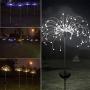 120Led Solar Fireworks Light Outdoor Garden Lights 8 Modes Pathway Patio Lawn Backyard Christmas Party Holiday Wedding Decorative Lights (120LED Cold White-Round))