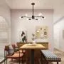 UOFUS 6-Lights Sputnik Chandelier ，Mid Century Ceiling Light Fixture， Black Lighting for Kitchen Dining Room Bedroom Living Room Farmhouse