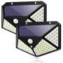 Solar Lights Outdoor, 100 LED/3 Working Mode, Solar Powered 270° Wide-Angle Motion Sensor Lights, IP65 Wireless Waterproof Outdoor Lights for Garden Patio Yard Deck Garage Fence Pool 2 Pack