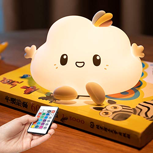 Cute Cloud Night Light for Kids Toddle,USB Rechargeable Color Changing Lamp with Timer Remote Control,Kawaii Room Stuff Items,Silicone Nursery Led Nightlight,Baby Teen Girls Birthday Graduation Gifts