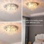 Modern Crystal Chandeliers Lighting Flush Mount LED Ceiling Light Fixture 5 Lights G9 Pendant Chandelier Diameter 15.7'' for Living Room Hallway Dining Room Bedroom (15.7in Transparent)