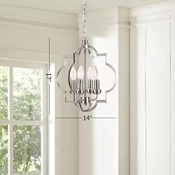 Homenovo Lighting Mersey 4-Light Chandelier, Modern Style Lighting for Entryway, Hallway, Dining Room and Living Room - Brushed Nickel Finish