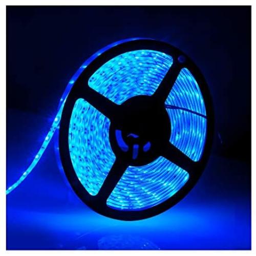 IP65, 12V Waterproof Flexible LED Strip Light（Power Cord not Included）, 16.4ft/5m Cuttable LED Light Strips, 300 Units 3528 LEDs Lighting String, LED Tape(Blue) Power Adapter not Included