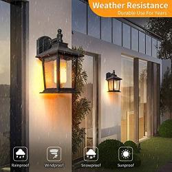 Outdoor Wall Lantern, Dusk to Dawn Sensor Exterior Light Fixture Wall Mount, E26 Socket Matte Black Wall Sconce with Clear Glass Shade, 100% Aluminum, Wall Lamp for Porch Entryway Doorway