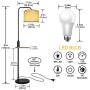 Modern Floor Lamp with Table, LED Minimalist Floor Lamp with USB Ports, AC Outlet and Wood Tray, 9W LED Bulb Included, Linen Fabric Lampshade Standing Lamp Suitable for Living Room, Bedroom, Office