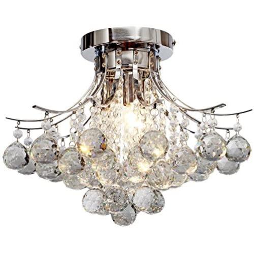 Saint Mossi Chandelier Modern K9 Crystal Raindrop Chandelier Lighting Flush Mount LED Ceiling Light Fixture for Dining Room Bathroom Bedroom Livingroom Pendant Lamp 11''H 16''W Saint Mossi Chandelier Modern K9 Crystal Raindrop Chandelier Lighting Flush Mount LED Ceiling Light Fixture for Dining Room Bathroom Bedroom Livingroom Pendant Lamp 11''H 16''W
