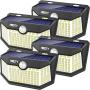 Solar Lights Outdoor 120 LED with Lights Reflector and 3 Lighting Modes,Solar Motion Sensor Security Lights, IP65 Waterproof Solar Powered Wall Lights for Garden Patio Yard Deck Garage Fence(4 Pack)