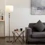 CO-Z Modern Floor Lamp with White Drum Shade, Contemporary Tall Lamp with Silver Steel Balls Stacked, Standing Lamp in Nickel Finish for Living Room, Bedroom, Office
