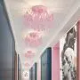 Q&S Mini Chandelier Crystal,Pink Chandelier, Small Crystal Ceiling Light Fixture Bedroom Bathroom Closet,3 Lights G9 W12''