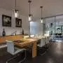 VINLUZ 1- Light Square Pendant Lamp Natural Wooden Frame with Clear Glass Shade Farmhouse Kitchen Island Lighting Black Dark Walnut Rustic Light Fixture Hanging for Dining Rooms Hallway