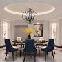 VINLUZ 6 Light Chandeliers Black Candle-Style Dining Room Light Fixture Hanging Farmhouse Globe Kitchen Island Lighting Modern Pendant for Hallway Bedrooms