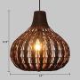 Modern Weave Wicker Hanging Lamp -KWOKING Lighting 1 Light Indoor Lighting Fixture Gourd Rattan Pendant Chandelier Natural Woven Light for Hallway Dining Room - 14''Width