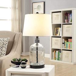 Crestview Collection Bailey 26.5'' Clear Glass and Black Metal Jar Style Table Lamp for Living Room, Bedroom and Home Office