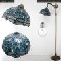 Tiffany Style Reading Floor Lamp W12H64 Inch Sea Blue Stained Glass Crystal Bead Dragonfly Lampshade Antique Lighting Arched Base S147 WERFACTORY Lamps Living Room Bedroom Coffee Table Lover Gifts