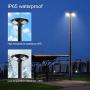 HCOOR 100W LED Solar Lamp Post Light Outdoor with 98in Pole IP65 Waterproof Solar Street Light 6500K Auto Dusk to Dawn with Remote Solar Area Pole Light for Lawn, Pathway, Driveway, Yard, Parking Lot
