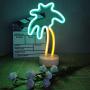 2 Packs Decoration Neon Signs Light Pink Flamingo and Green Palm Tree Neon Wall Decor Lights USB/Battery Powered Neon Lights for Bedroom Girls Kids Birthday Party Christmas (Flamingo&Palm Tree)