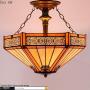 Tiffany Ceiling Fixture Lamp Semi Flush Mount Light W16H15 Inch Yellow Stained Glass Mission Hexagon Shade S011 WERFACTORY Lover Living Room Bedroom Study Office Coffee Island Bar Hallway Dining Room