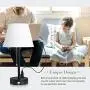 Lifeholder Bedside Lamps, Table Lamp with Useful Dual USB Ports & A Power Outlet, Minimalist White Shade USB Nightstand Lamp, Desk Lamp Perfect for Bedroom, Living Room or Office (2 Packs)