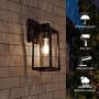 Outdoor Wall Lantern with Dusk to Dawn Sensor, Waterproof Exterior Wall Mount Lights, Anti-Rust Wall Light Fixture with Glass Shade for Porch, Patio, Garage (Bulb Not Included)