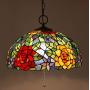 Tiffany Style Hanging Pendant Lamp Fixture in 16'' Rose Flower Stained Glass 3-Light Decor Hanging Light for Dining Room Kitchen Restaurant Hallway Art Lighting,110-240V,E27,A