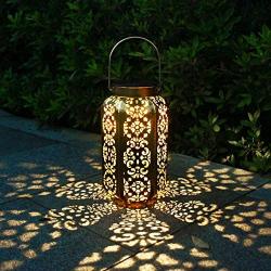 newvivid Solar Lantern Outdoor Metal Solar Lights Hanging Lanterns with Handle, Waterproof Solar Light for Garden Courtyard Walkway Garden Terrace Lawn Decorative Party (1 Pc)