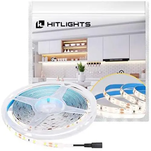 HitLights LED Strip Lights Cool White SMD 300LED 16.4FT 3528 LED Light Strip 5000K 12V DC Tape Lights for Home Kitchen Party Under Cabinet and More HitLights LED Strip Lights Cool White SMD 300LED 16.4FT 3528 LED Light Strip 5000K 12V DC Tape Lights for Home Kitchen Party Under Cabinet and More