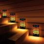 Solar Flame Lights Outdoor, Waterproof Flickering Flame Wall Lights with Dark Sensor Auto On/Off 66 LED Solar Powered Night Lights Lattice Design for Garden Pathway Patio Deck Yard (Pack 4)