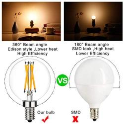 LiteHistory e12 led Bulb dimmable g16.5 Light Bulb 6W Equal 60 Watt Light Bulb 600lm AC120V e12 Candelabra Bulb 60 Watt for Chandeliers,Ceiling Fan,Vanity Warm White 2700K Globe e12 Light Bulb 6Pack