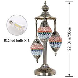 Marrakech Handmade 3 Globe Egg Shaped Mosaic Table Lamp Stained Glass Turkish Bedside Lamp