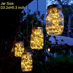 Solar Mason Jar Hanging Lights, 8 Pack 30 LEDs(Jar & Hangers Included) String Fairy Lights Glass Solar Laterns Table Lights,Great Outdoor Lamp Décor for Patio Garden Yard Deck Floor and Lawn