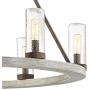 Lillian Gray Wood Bronze Wagon Wheel Chandelier 27'' Wide Rustic Farmhouse Clear Seeded Glass Cylinder Shades 6-Light Fixture Dining Room House Island Entryway Bedroom - Franklin Iron Works