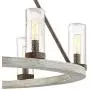 Lillian Gray Wood Bronze Wagon Wheel Chandelier 27'' Wide Rustic Farmhouse Clear Seeded Glass Cylinder Shades 6-Light Fixture Dining Room House Island Entryway Bedroom - Franklin Iron Works