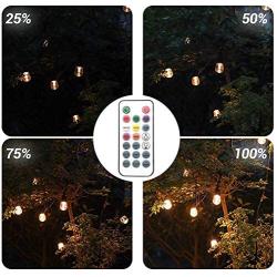 BRTLX Outdoor LED String Light, 100Ft Color Changing RGBW Dimmable Waterproof Commercial Grade Hanging Patio String Lights with 32 Shatterproof Bulbs(2 Spare Bulbs) for Backyard Garden Party (100FT)