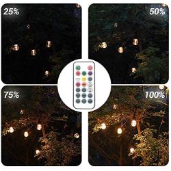 BRTLX Outdoor LED String Light, 100Ft Color Changing RGBW Dimmable Waterproof Commercial Grade Hanging Patio String Lights with 32 Shatterproof Bulbs(2 Spare Bulbs) for Backyard Garden Party (100FT)