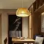 TFCFL Bamboo Wicker Rattan Pendant Lighting, Chandelier Hollow Woven Lampshade Hanging Light Ceiling Lighting Fixture for Kitchen Island, Dining Room D14.96''