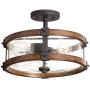 Kichler 38171 Distressed Semi Flush Mount Light, 3, Black Metal and Wood
