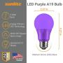 Sunlite 40946 Purple LED A19 3 Watt Medium Base 120 Volt UL Listed LED Light Bulb, last 25,000 Hours, 6 Pack