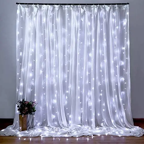 Dooit 9.8ft6.5ft300LED Curtain String Lights 8 Modes 29v UL Plug in for Christmas Party Wedding Ceremony Home Garden Bedroom Indoor/Outdoor Decorations （White）
