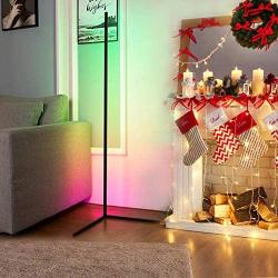 LED Floor Lamp RGB Dimming Discoloration Corner Standing Lights Nordic Style Home Decoration Color Changing Lighting with Remote Control Suitable for Living Room Bedroom Dining Room Corridor (Black)