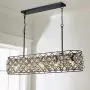 Saint Mossi Antique Bronze Frame with Clear Crystal Glass Chandelier Lighting 43'' inch Length Linear Chandelier for Kitchen Island, Dining Room Raindrop Crystal Chandeleir, Mossinal Collection