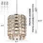 Modern Light Elegant Mini Pendant Light Plug in Crystal Chandelier Lamp with On/Off Switch in Cord, Hanging Light Fixture for Kitchen Bedroom Dining Room Foyer Kids Room -(NO Bulb)