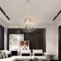 T&A Modern 18'' 4-Light Silver Chandelier,Globe DIY Adjustable Orbits Ring Pendant Lights for Dining Rooms Living Rooms （Brushed Nickel Finish）