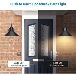 DEWENWILS 2 Pack Dusk to Dawn Wall Light Outdoor, Gooseneck Barn Light Fixtures Wall Mount, Wall Sconce Farmhouse, Matte Black Exterior Lights for Porch, Garage, E26 Socket