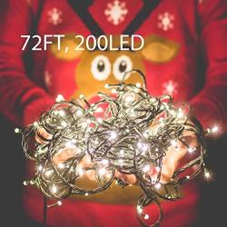 Binval Solar Fairy Christmas String Lights, 2-Pack 72ft 200LED, Ambiance Lighting for Outdoor, Patio, Lawn, Landscape, Fairy Garden, Home, Wedding, Holiday Party and Xmas Tree(White)