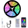 AZIMOM 16.4ft LED Strip Lights RGB Tape Light Music Sync Bluetooth DC12V 5050SMD Color Changing Waterproof Timing APP Remote Control Rope Light Strip for Bedroom Home kitchen Lighting Decoration