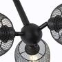 BELUZE 3-Light Industrial Vintage Adjustable Angle Chandelier,8'' Hanging Rod E26 Matte Metal Cage Rustic Flush Mount Ceiling Light Fixture for Kitchen Living Room Dining Room Bedroom Hallway,Black.
